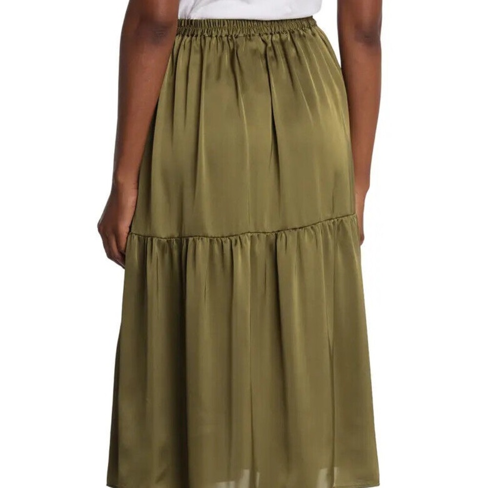 Topshop | Olive Green Tiered Midi Skirt